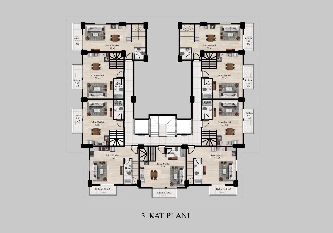 Новый жилой комплекс с апартаментами популярных планировок в районе Конаклы  - Фото 28