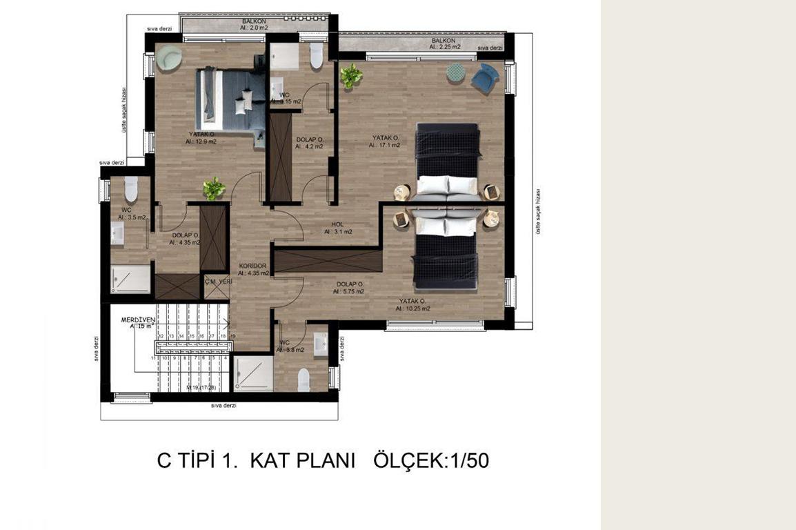 Комплекс просторных вилл с апартаментами планировкой 3+1 на Кипре - Фото 20