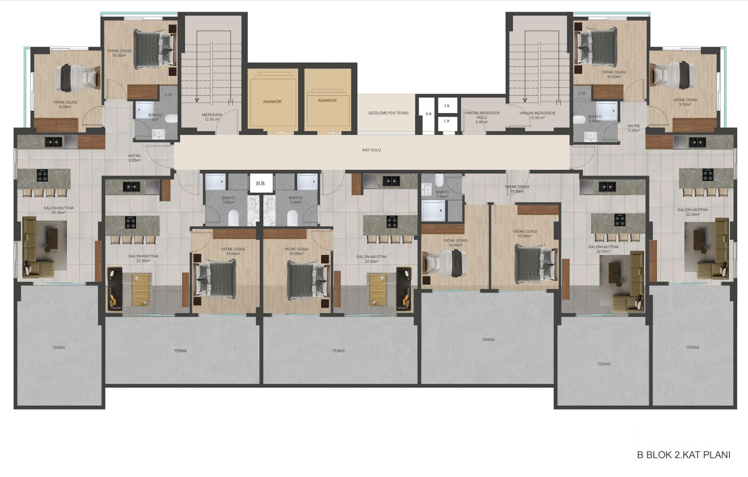Новый жилой комплекс в тихом районе города Мерсин, с планировками 1+1, 2+1 и 3+1 - Фото 29