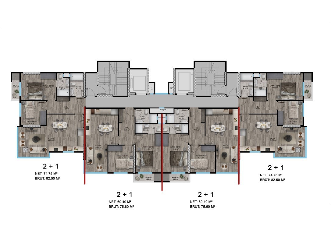 Новый высотный жилой комплекс в Мерсине с апартаментами планировкой 2+1 - Фото 4
