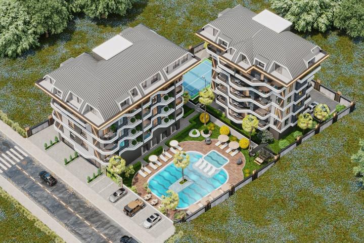Новый жилой комплекс в Газипаше, с апартаментами планировкой 1+1, 2+1, 3+1
