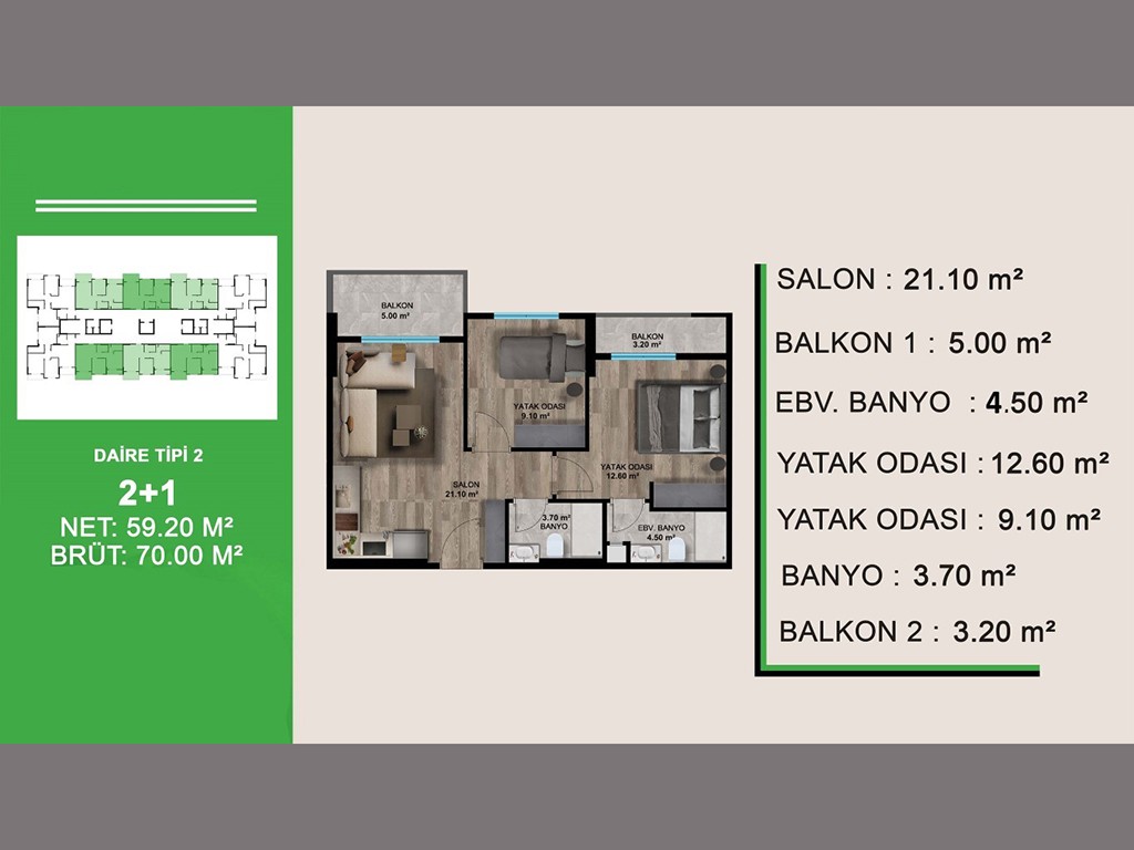 Новый уютный жилой комплекс в районе Эрдемли, апартаменты планировкой 2+1, 3+1 - Фото 16