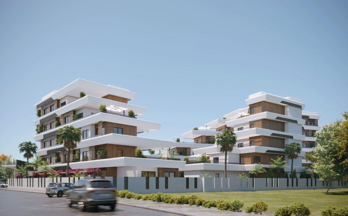 Светлый жилой комплекс с апартаментами планировкой 1+1 и 2+1 в районе Алтынташ
