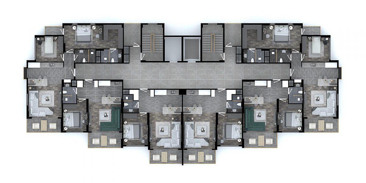 Высотный ЖК с апартаментами планировкой 1+1 и 2+1 в Мерсине - Фото 21