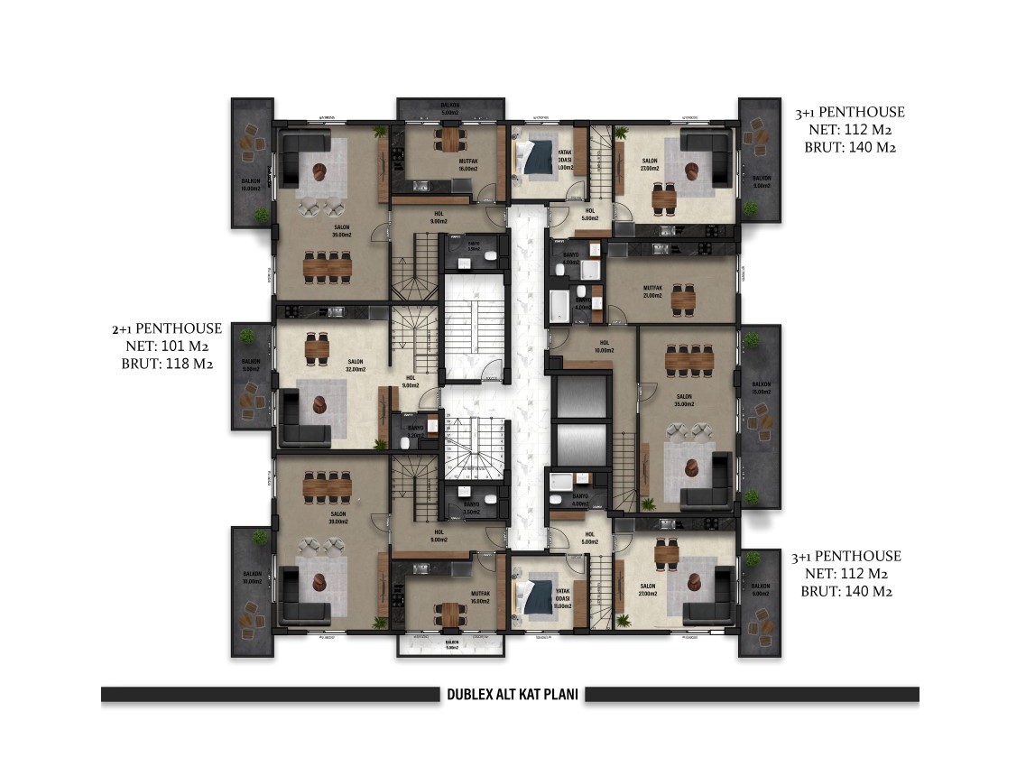 Новый ЖК с апартаментами планировкой 1+1, 2+1 и 3+1 в центре Алании - Фото 33