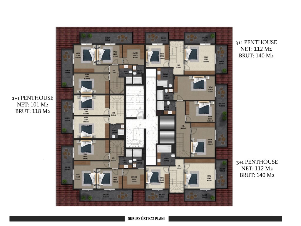 Новый ЖК с апартаментами планировкой 1+1, 2+1 и 3+1 в центре Алании - Фото 34
