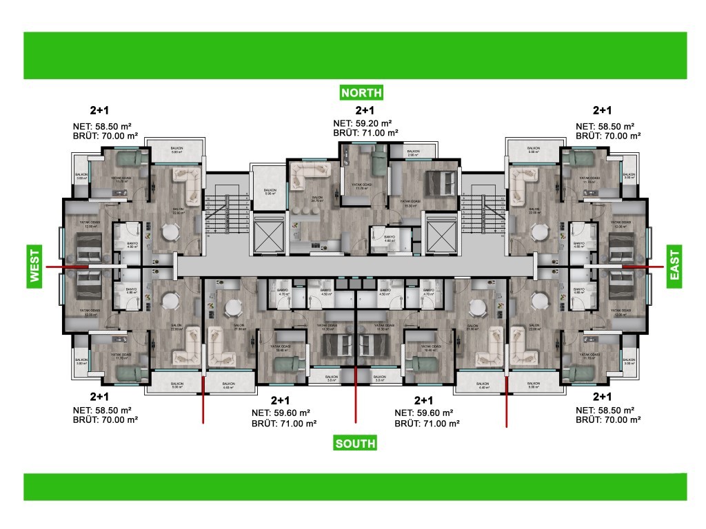 Новый жилой комплекс с апартаментами планировкой 1+1 и 2+1 в районе Мезитли - Фото 7