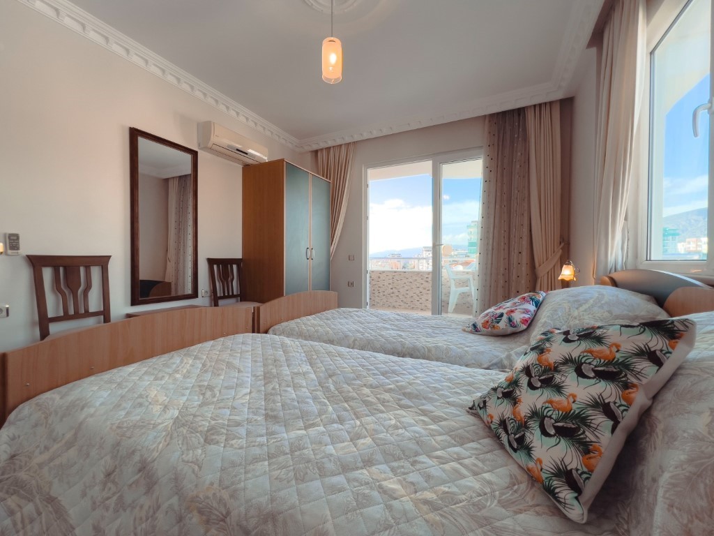 Меблированная трёхкомнатная квартира на высоком 7 этаже и видом на море, Махмутлар - Фото 14