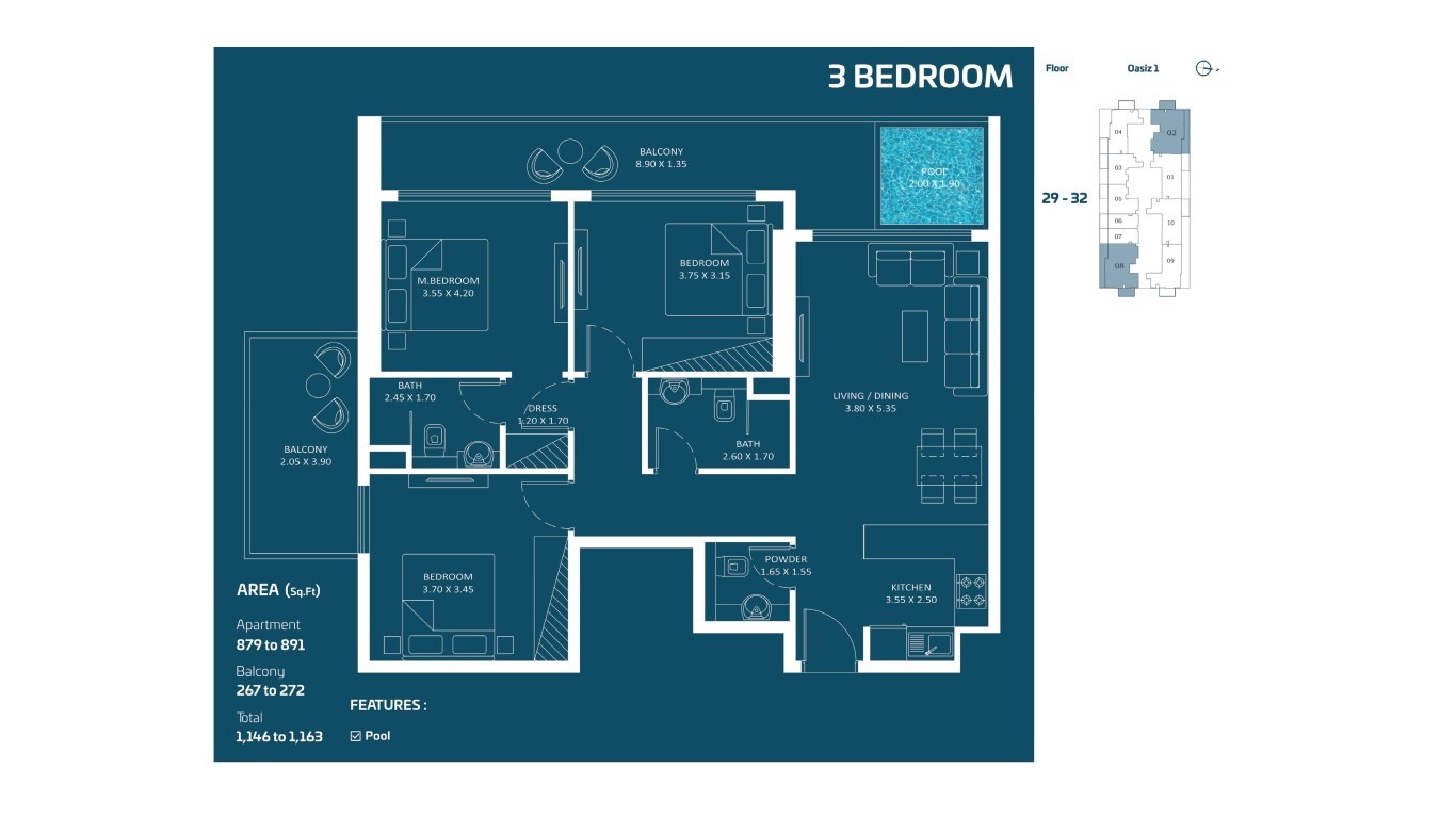 Oasiz BY DANUBE с видом на весть город, в самом сердце Dubai Silicon Oasis - Фото 25