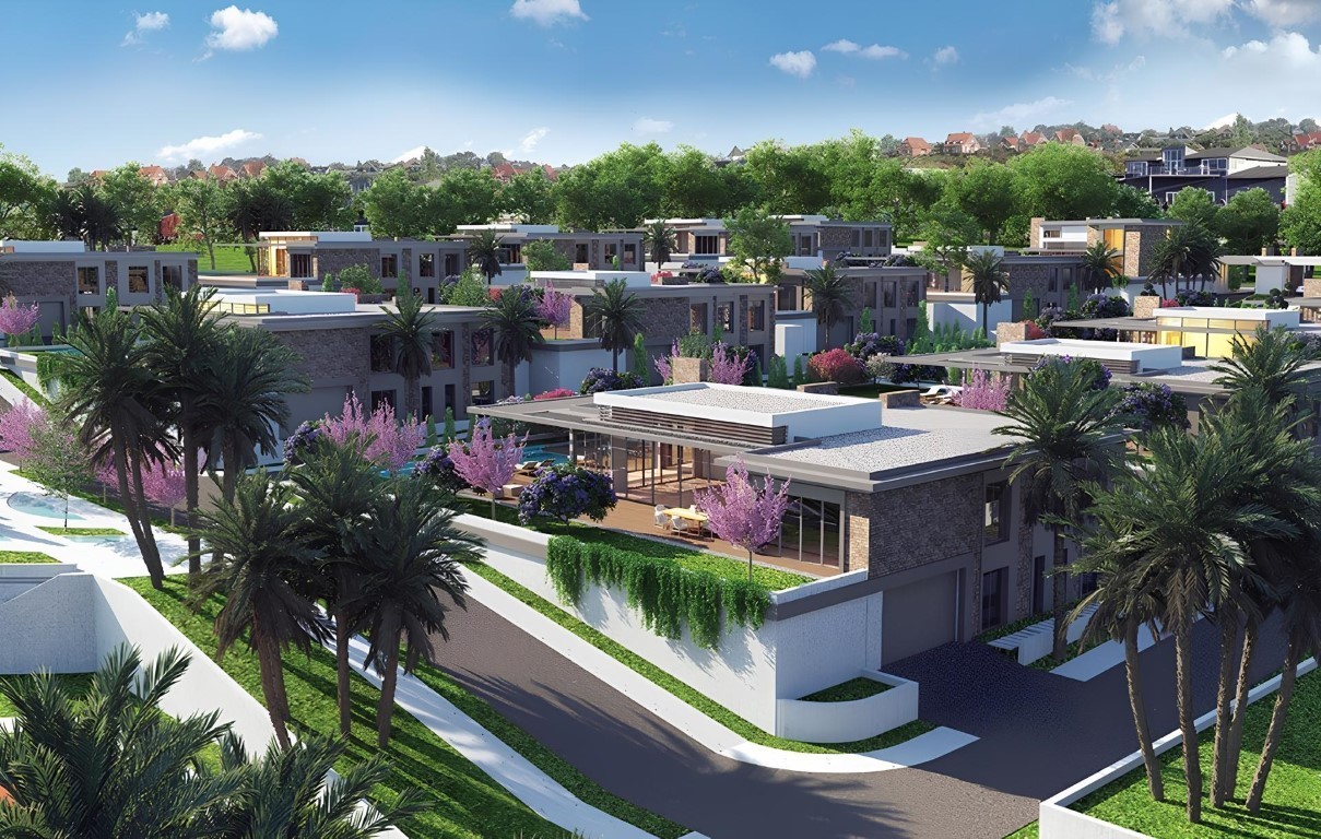 Комплекс вилл с собственным бассейном, в зеленой зоне района Бююкчекмедже