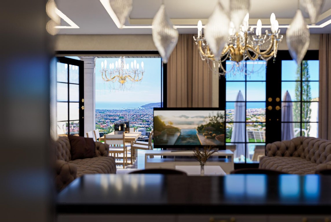 Просторная вилла с панорамным видом на море в районе Тепе, Аланья.  - Фото 14