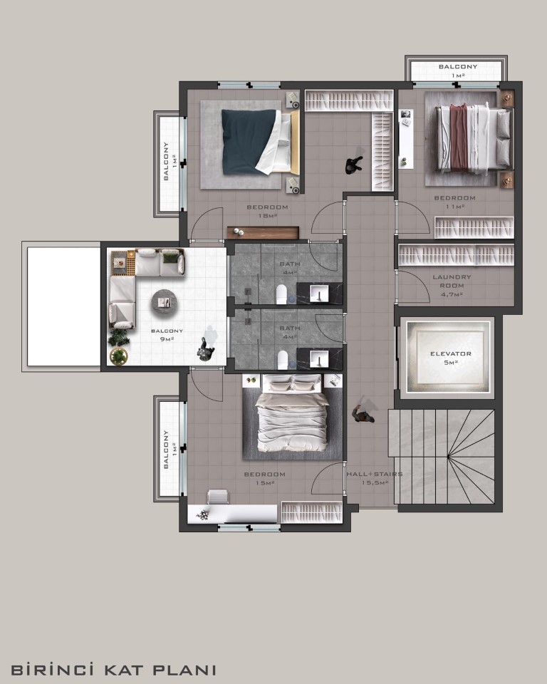 Просторная вилла с панорамным видом на море в районе Тепе, Аланья.  - Фото 23