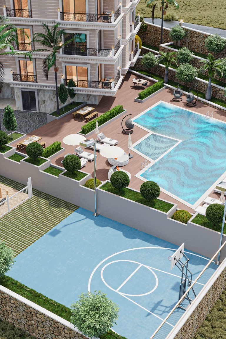 Современный жилой комплекс на стадии строительства в районе  Тосмур, Аланья. - Фото 13