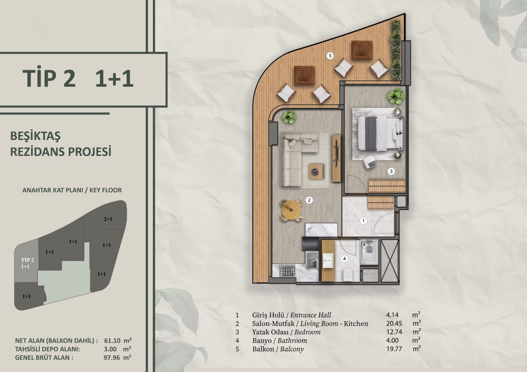 Новый проект современного жилого комплекса в районе Бешикташ Стамбул. - Фото 22
