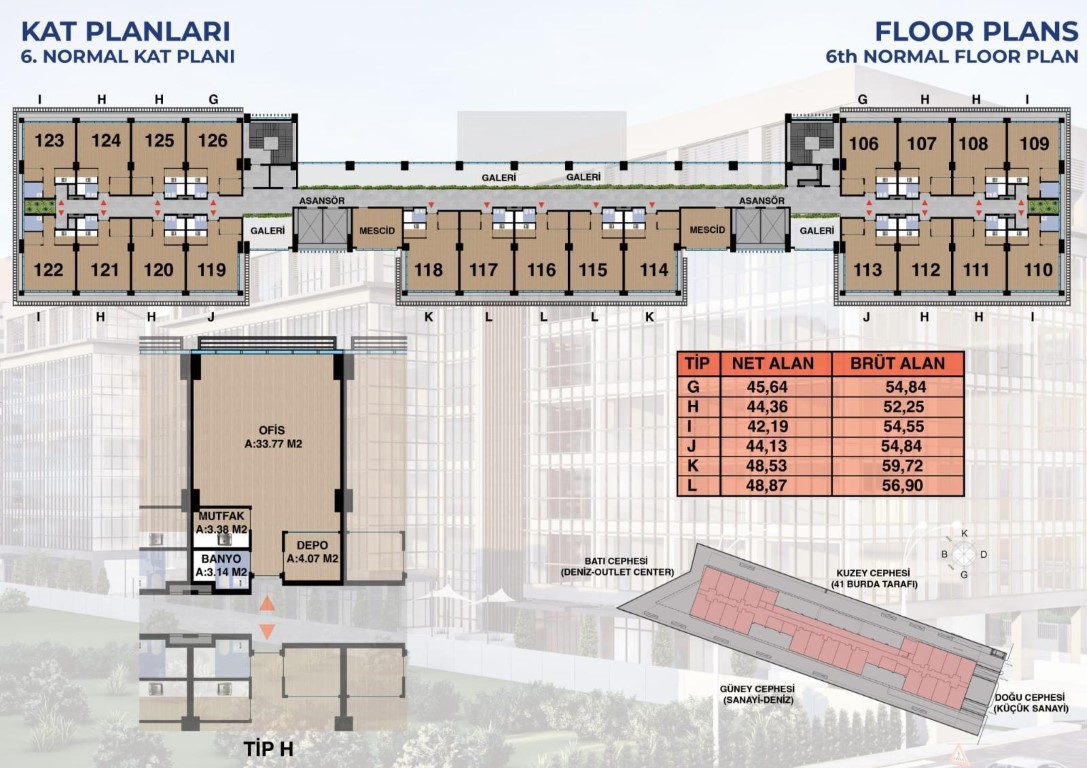Современный офисный центр бизнес-класса на стадии строительства в районе Коджаэли Измит. - Фото 18