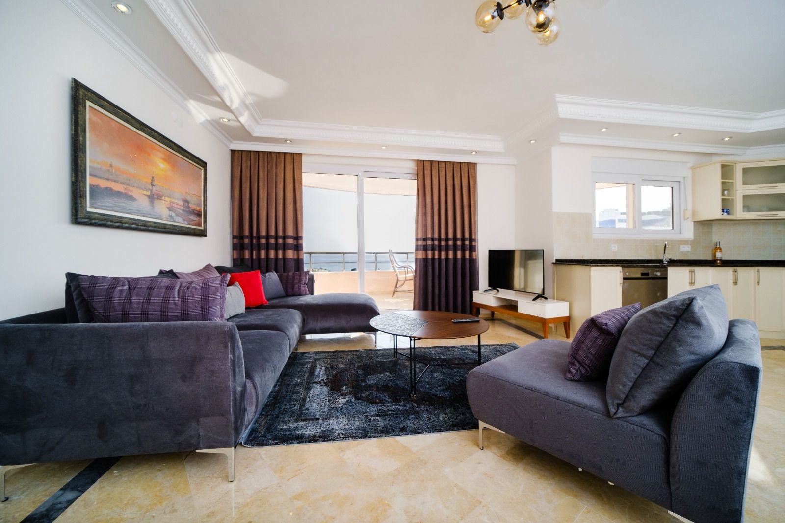 Квартира планировкой 2+1 с видом на море в районе Тосмур Аланья.  - Фото 4