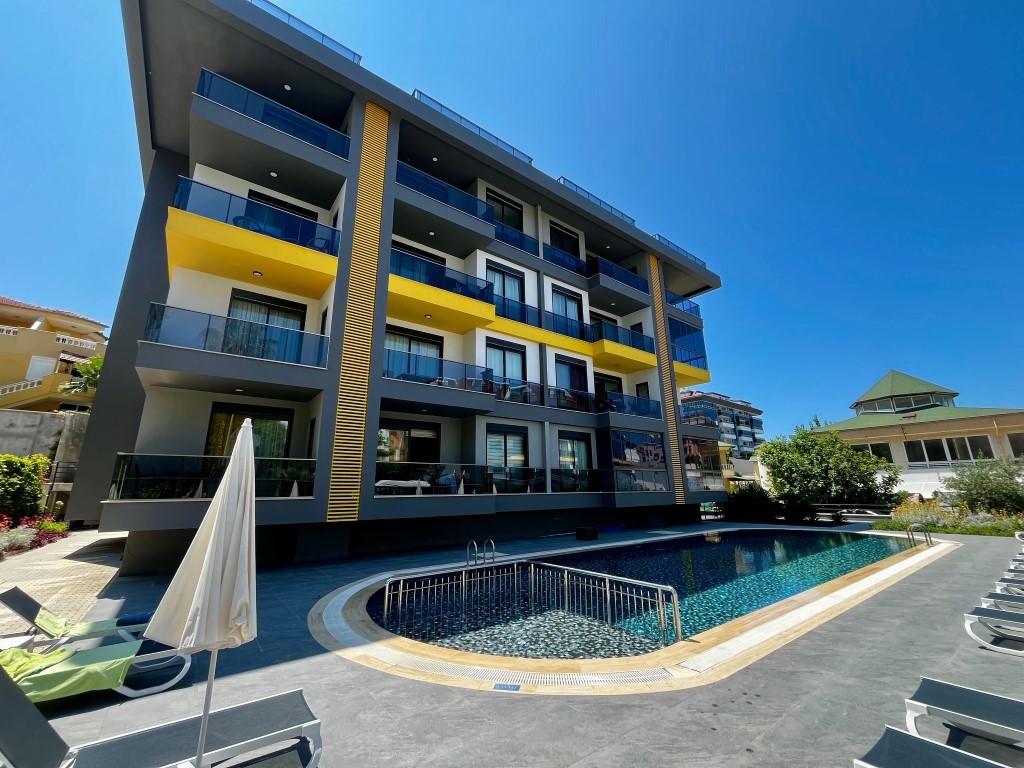 Мебилированная квартира c видом на бассейн планировкой 1+1 район Кестель Аланья. 