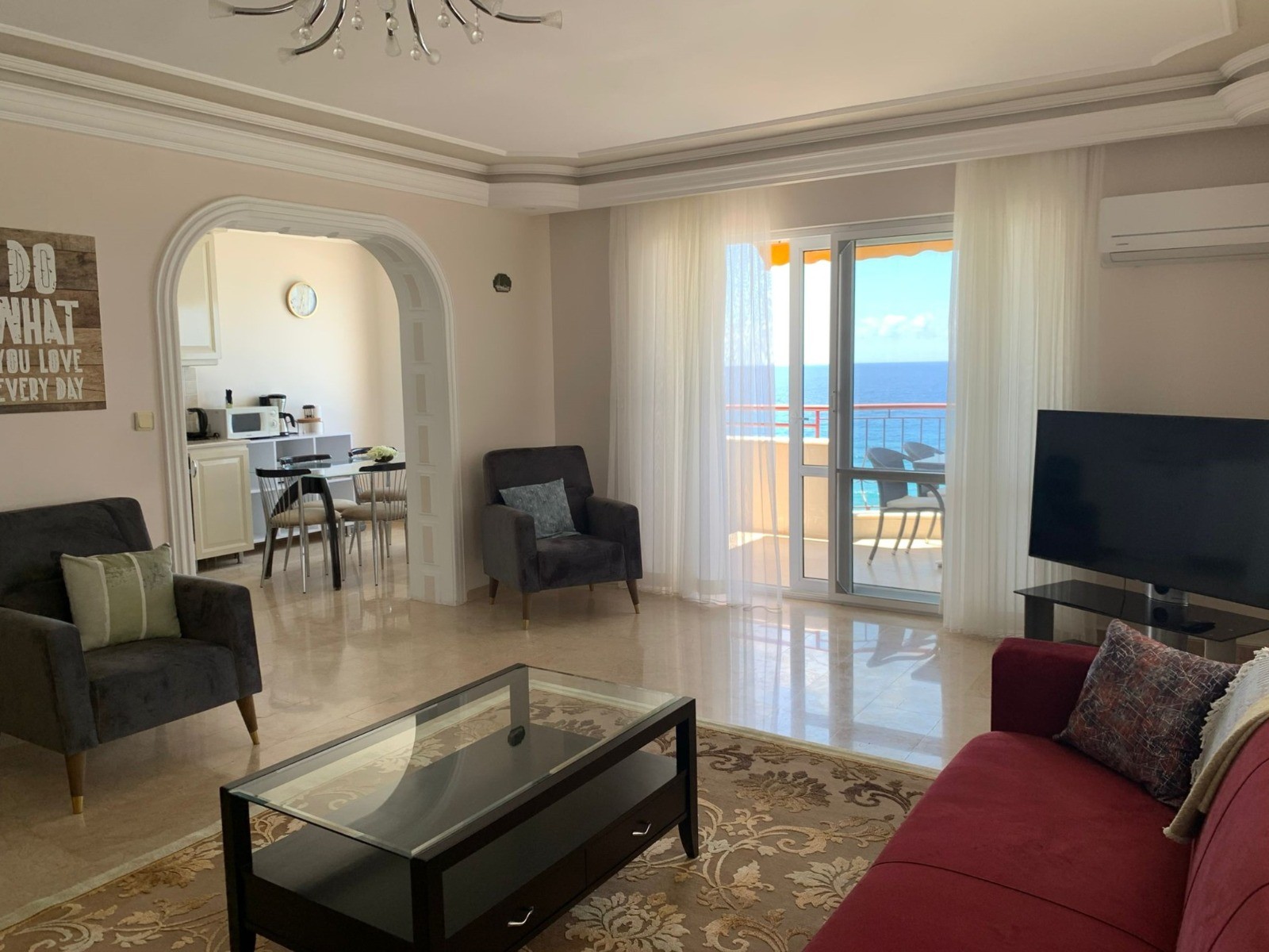 Квартира планировкой 2+1 с шикарным видом на море район Махмутлар Аланья.  - Фото 12