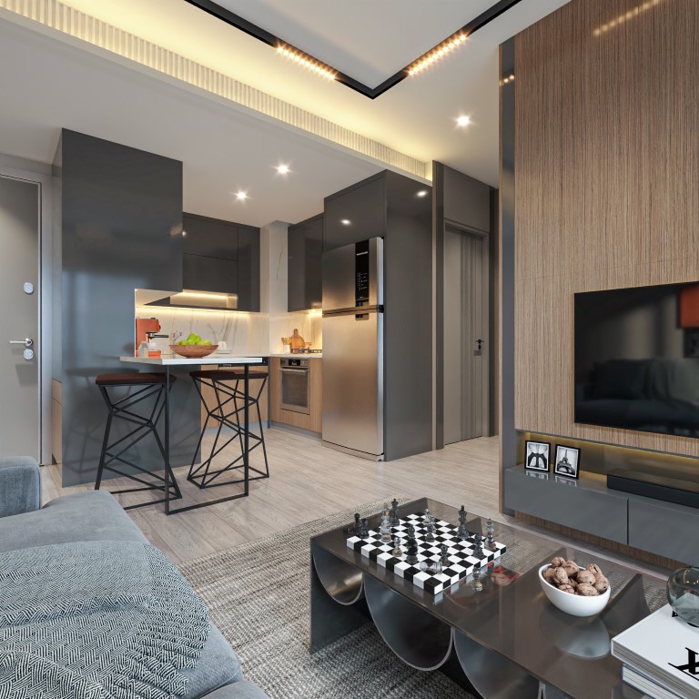 Квартира планировкой 1+1 55м район Тедже Мерсин.  - Фото 10