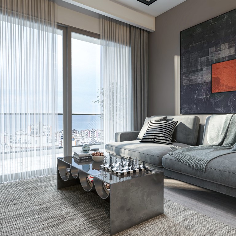 Квартира планировкой 1+1 55м район Тедже Мерсин.  - Фото 12