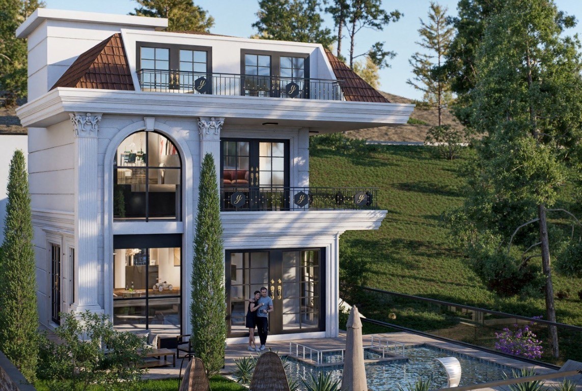 Проект эксклюзивных вилл с видом на море и крепость район Тепе Аланья.  - Фото 7