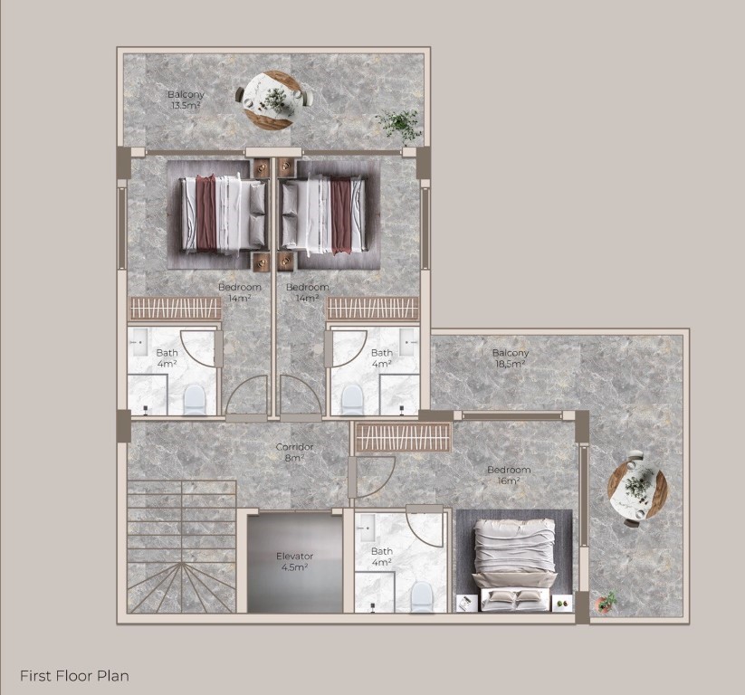 Проект эксклюзивных вилл с видом на море и крепость район Тепе Аланья.  - Фото 33