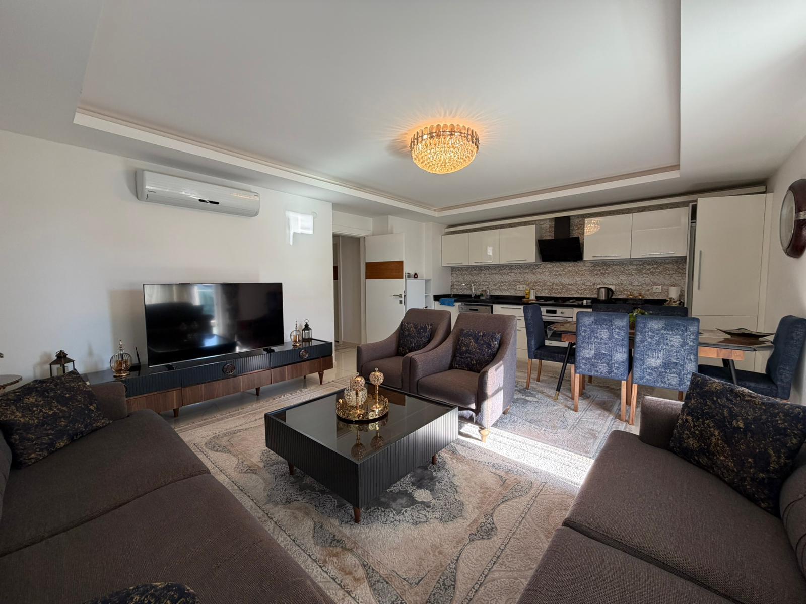 Просторный меблированный дуплекс 3+1 в Аланье, 350 м от пляжа Клеопатра